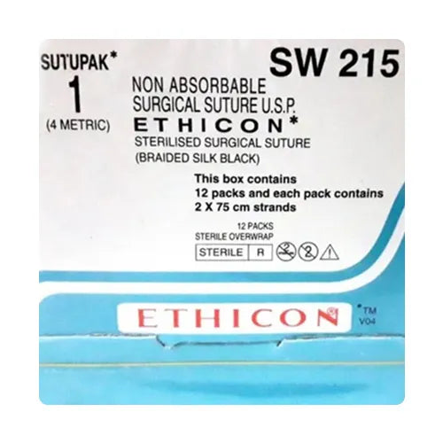 Ethicon Sutupak Silk Sutures USP 1, Needleless - SW215