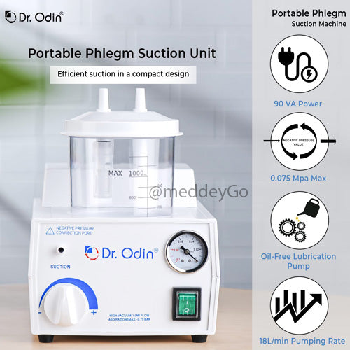 Portable Phlegm Suction Unit with Oil-free Lubrication Pump for Hospital, Clinic, Dentist, Home