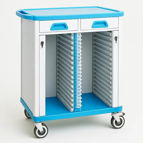case history trolley double (50 shelves)