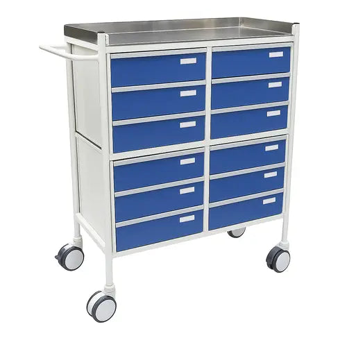 crash cart trolley double drawers