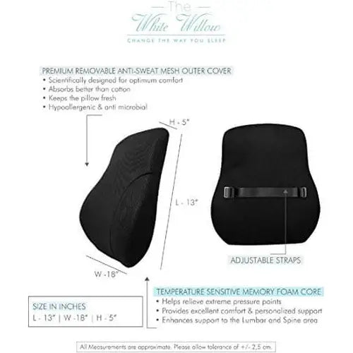Lumbar Full Back Support Memory Foam Backrest Cushion - Back Support & Pain Relief