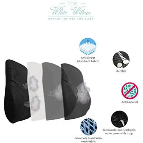 Lumbar Full Back Support Memory Foam Backrest Cushion - Back Support & Pain Relief