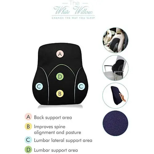 Lumbar Full Back Support Memory Foam Backrest Cushion - Back Support & Pain Relief