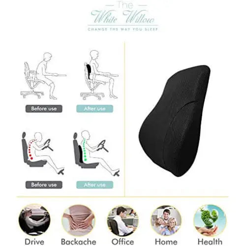 Lumbar Full Back Support Memory Foam Backrest Cushion - Back Support & Pain Relief