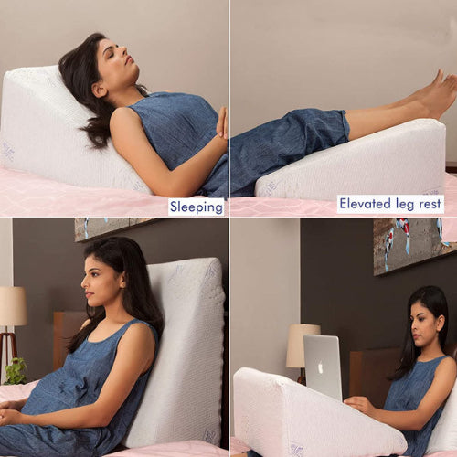 Bed Wedge Pillow Memory Foam for Back Pain Snoring Acid Reflux Relief