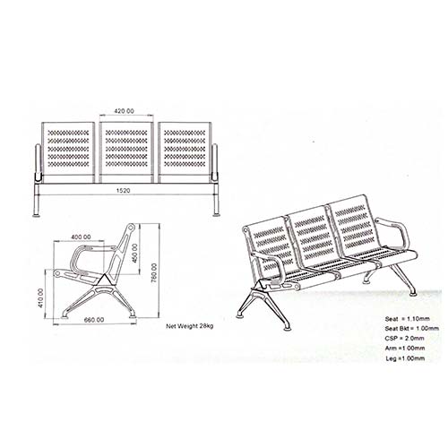 Stainless Steel Bench Delux Quality