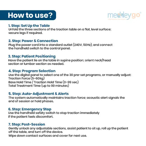 cervical and lumbar digital traction with 3 fold traction table