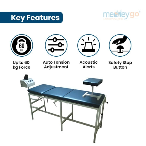 cervical and lumbar digital traction with 3 fold traction table