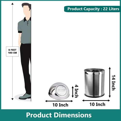 Push Can Bin Solid 50 Ltrs 12 x 32 Inches