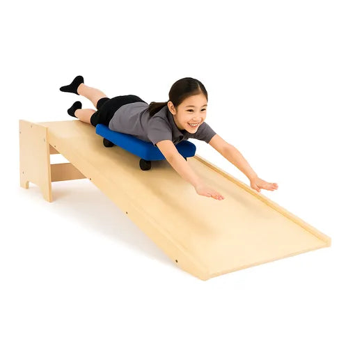 scooter board and slide ramp for pediatric gym
