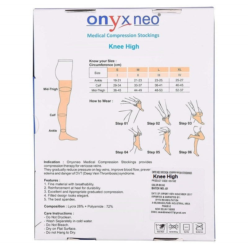 Onyx Neo Medical Compression Stockings Knee High for Varicose Veins