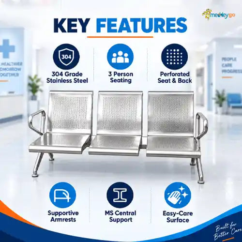 3 Seater Stainless Steel Seating Bench