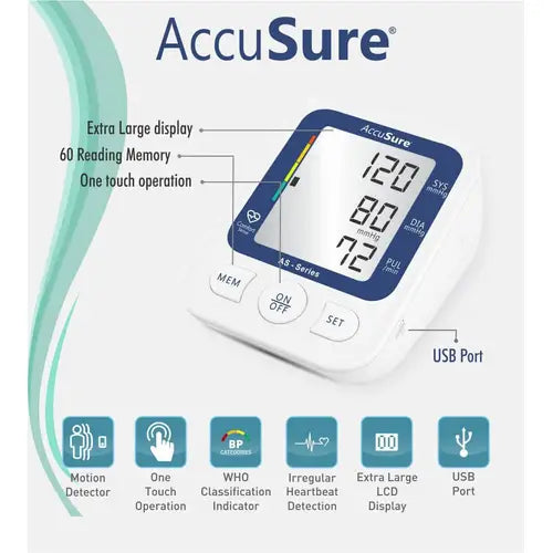 AccuSure AS Extra Large LCD and WHO Approved BP Machine