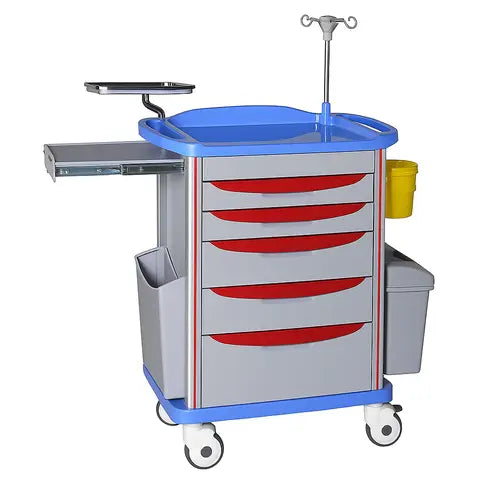 abs emergency crash cart trolley delux