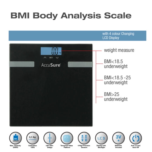 Accusure F56 Body Fat Analyzer with Weight BMI Body Fat Index