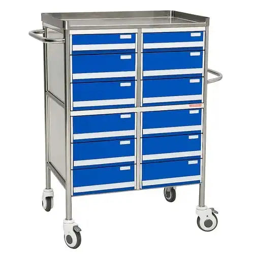 crash cart trolley double drawers