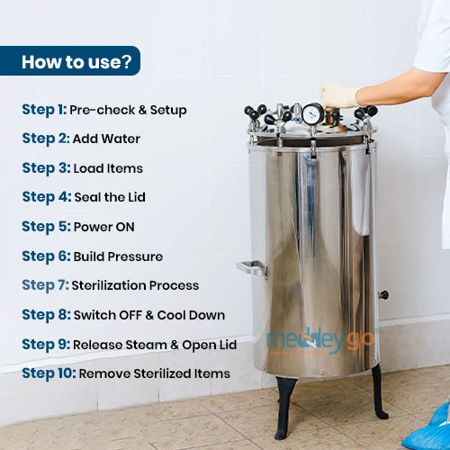 vertical autoclave machine wing nut type 