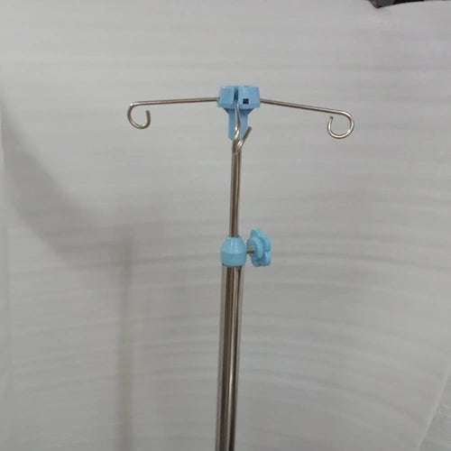 IV Stand with 4 Hooks Stainless Steel Pipe and Fiber or Metal Base