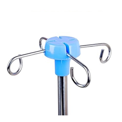 IV Stand with 4 Hooks Stainless Steel Pipe and Fiber or Metal Base