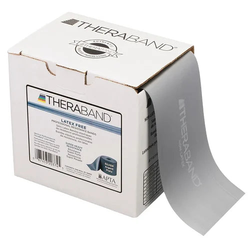 Original Theraband Resistive Band Latex Free Silver Super Heavy 25 Yds Roll DISP