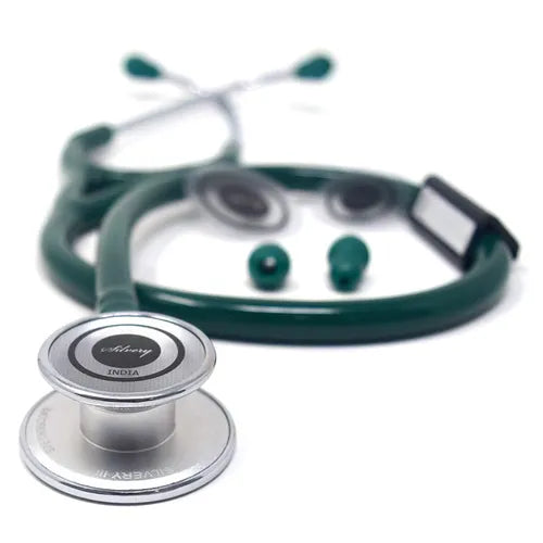 Silvery III Aluminium Chrome SS Stethoscope (Green)