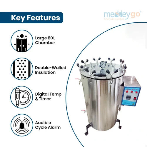 Vertical Autoclave 80L Double Walled Heavy Duty 