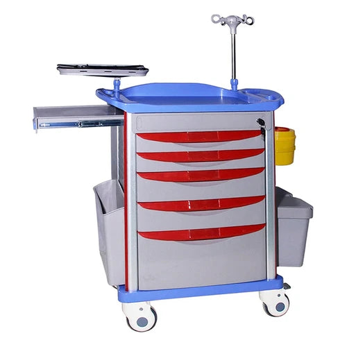 abs emergency crash cart trolley delux