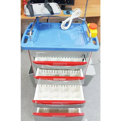 abs emergency crash cart trolley delux