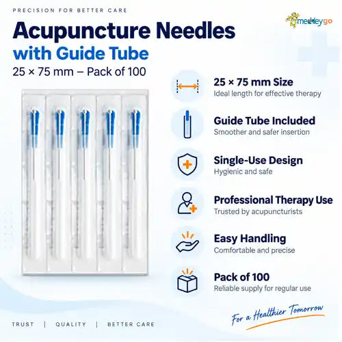 acupuncture needles with guide tube 25 x 75 mm
