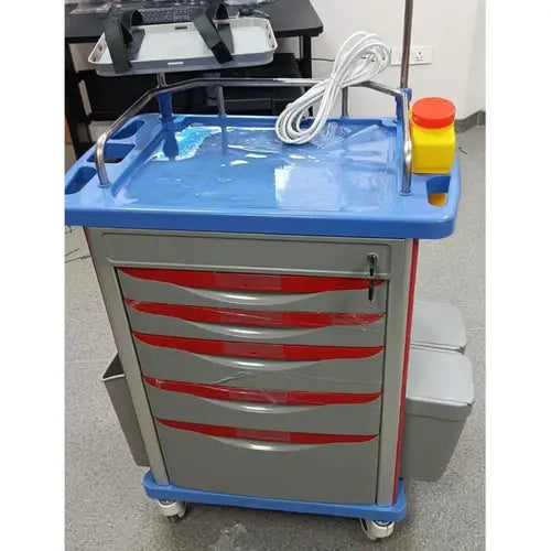 abs emergency crash cart trolley delux