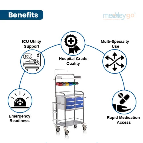 crash cart trolley for hospital