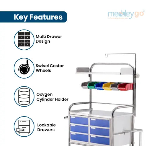 crash cart trolley for hospital