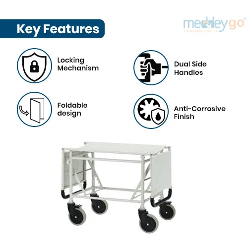 folding stretcher trolley mild steel