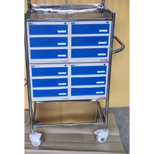crash cart trolley double drawers ss 304 grade