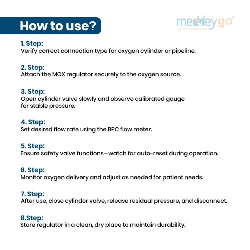 medical oxygen (O2) gas regulator (mox regulator) with bpc  how to use