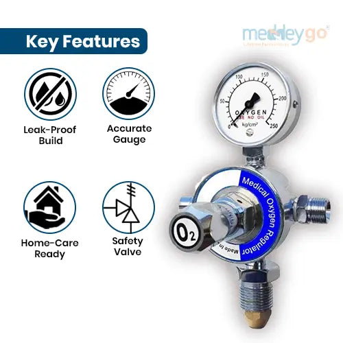 medical oxygen (O2) gas regulator (mox regulator) with bpc  key features