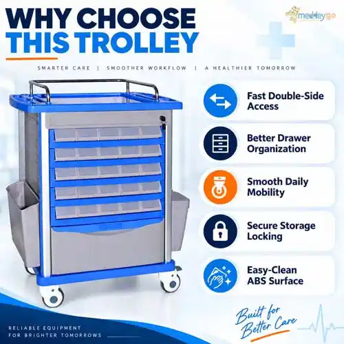 medicine trolley abs double sided