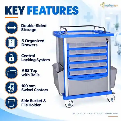medicine trolley abs double sided