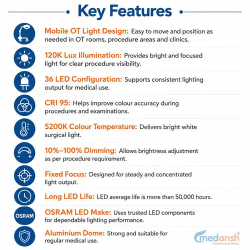 mobile examination surgical light 