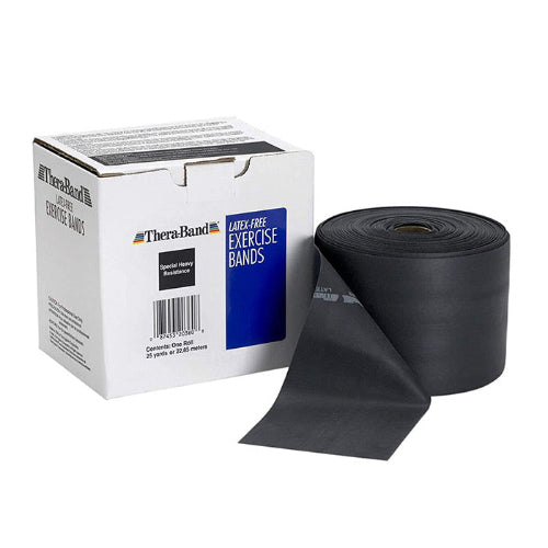 Original Theraband Resistive Band Latex Free Black 25 Yds Roll TPE