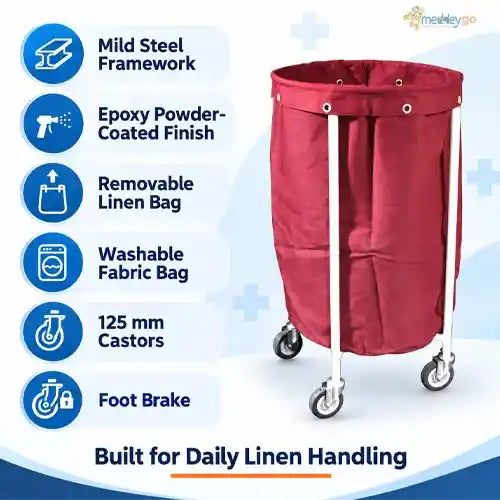soiled linen trolley with ms framework