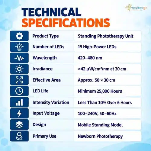 standing phototherapy unit 15 led