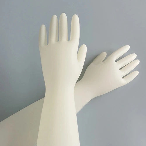 Premium Sterile Long Cuff Disposable Gloves 18 Inch Gynaecological Powder Free Gloves (Pack of 25)