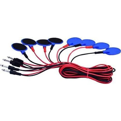 TENS 4-Channel Lead Wires with 8 Electrode Pads Compatible with EMS and TENS Therapy Machines