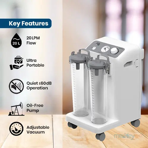 yuwell 20 lpm electric suction apparatus with polycarbonate jars